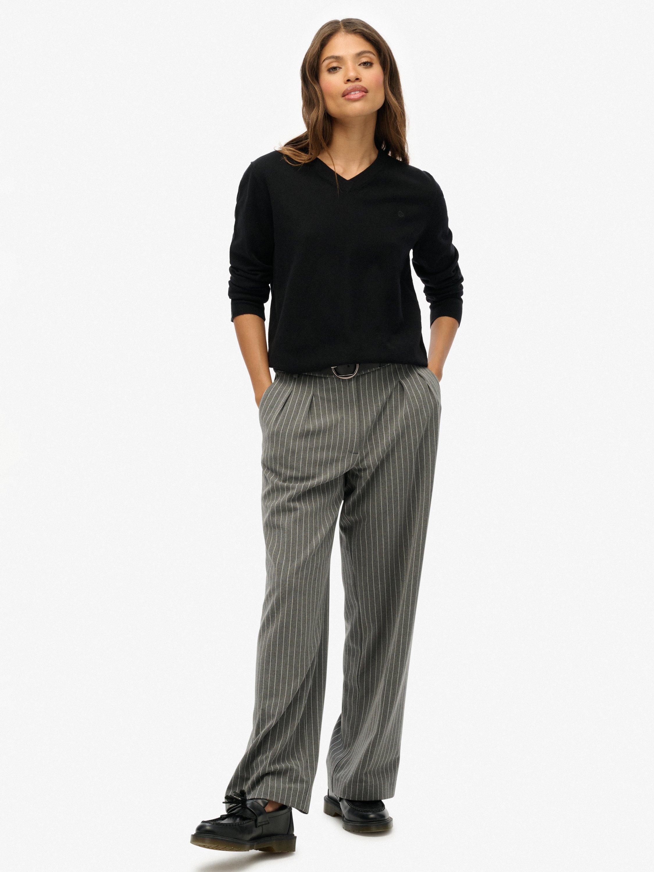 Product image 3 of 5, which shows Superdry Classic V-Neck Jumper, Black, 6