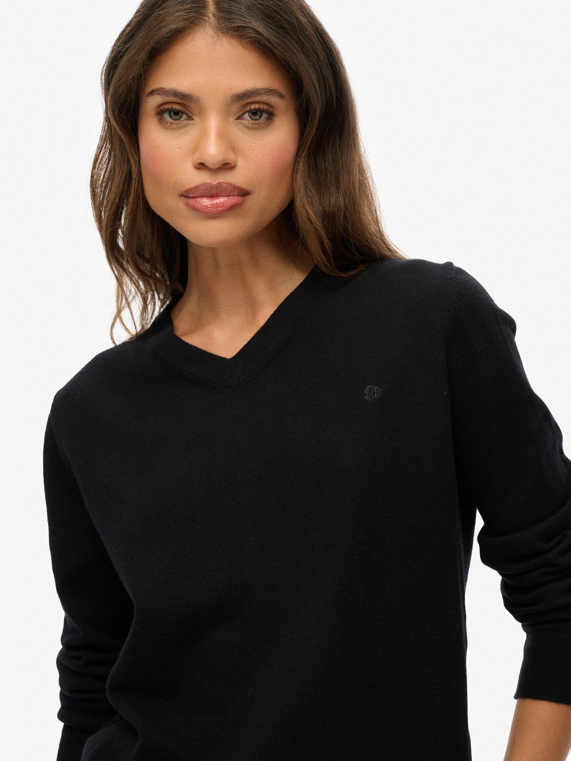 Product image 5 of 5, which shows Superdry Classic V-Neck Jumper, Black, 6