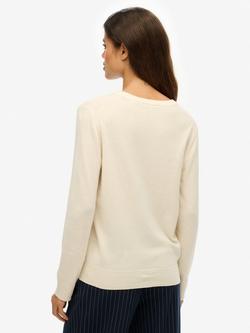 Superdry Classic V-Neck Jumper - view 2, Cream Marl