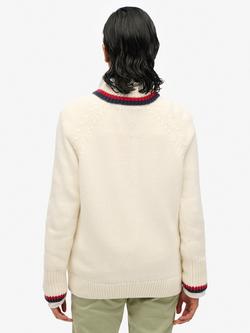 Superdry Tipped 1/2 Zip Jumper, Ecru - view 2, Ecru