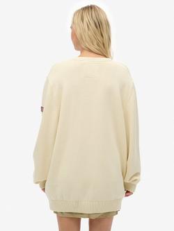 Superdry Oversized V-Neck Jumper - view 2, Natural White