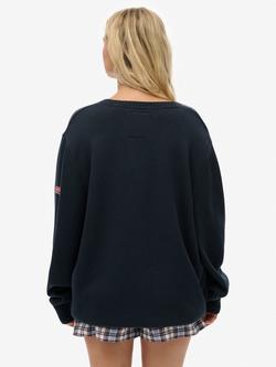 Superdry Oversized V-Neck Jumper - view 2, Deep Navy