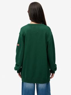 Superdry Oversized V-Neck Jumper - view 2, Dark Green