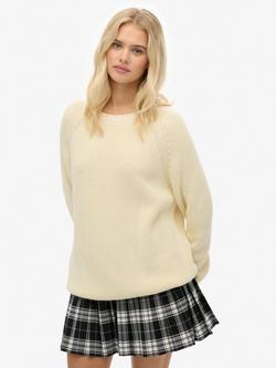 Superdry Relaxed Ribbed Knitted Jumper, Natural White