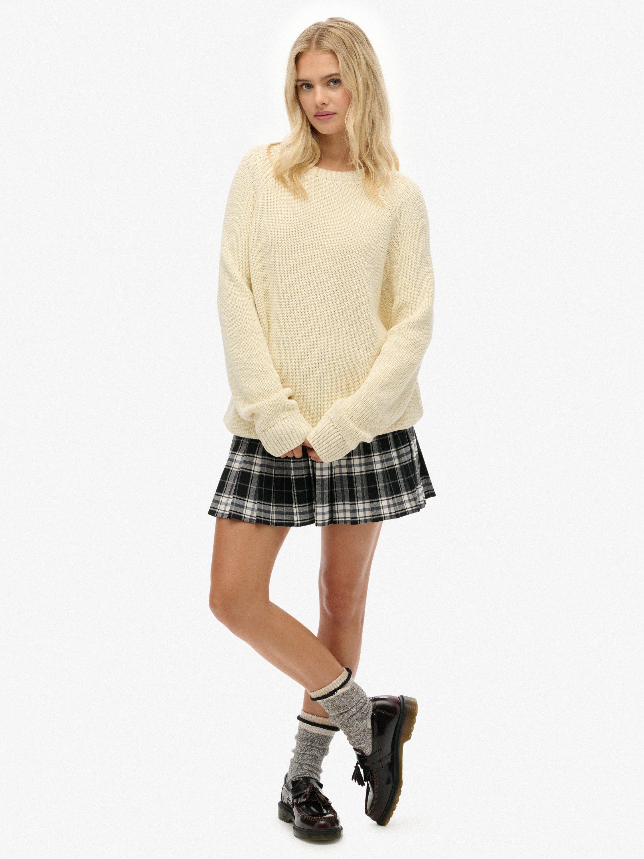 Product image 3 of 5, which shows Superdry Relaxed Ribbed Knitted Jumper, Natural White, 6