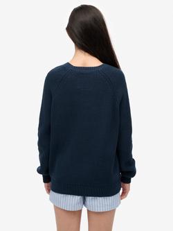 Superdry Relaxed Ribbed Knitted Jumper - view 2, Hamptons Navy