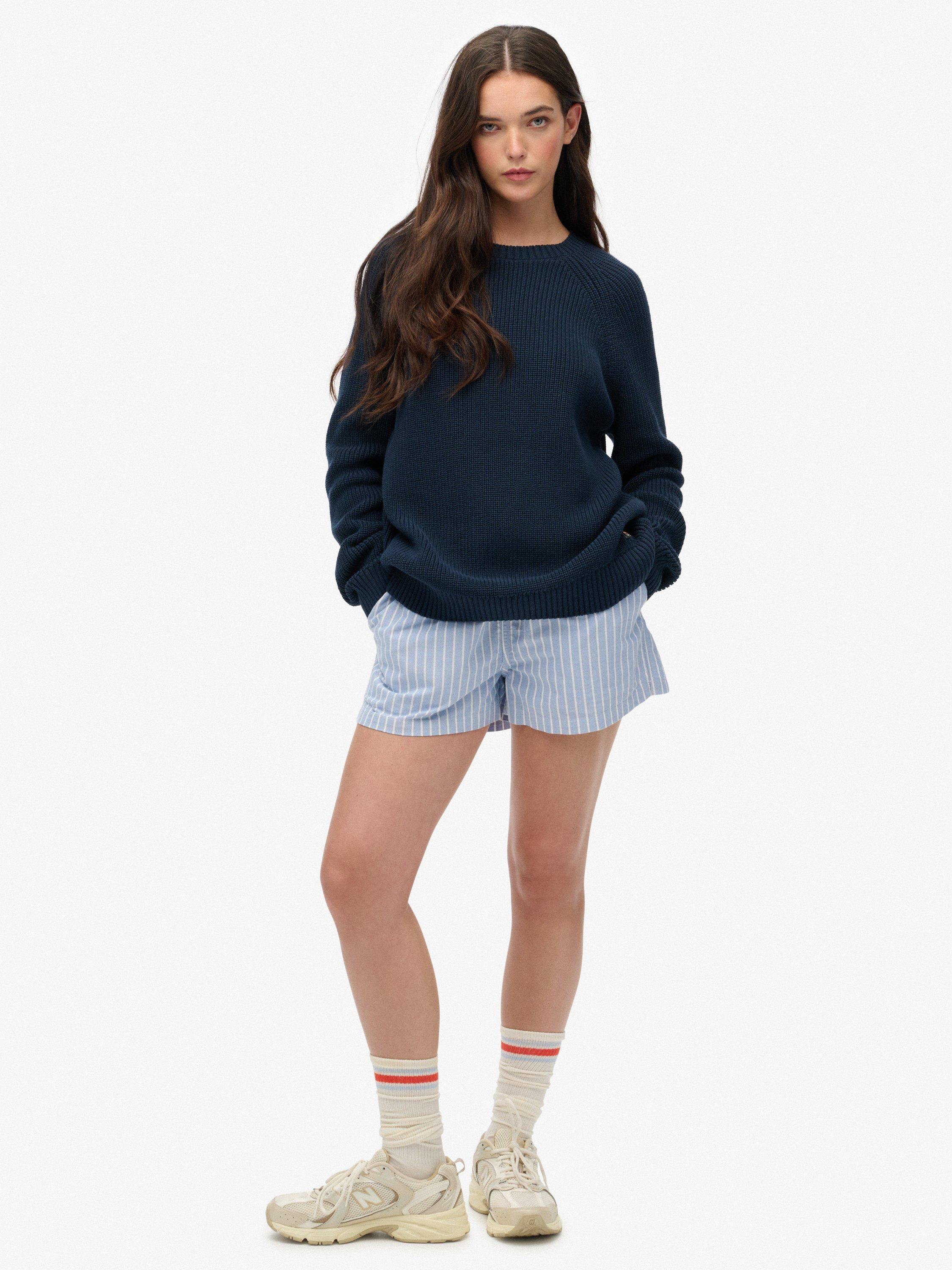 Product image 3 of 5, which shows Superdry Relaxed Ribbed Knitted Jumper, Hamptons Navy, 6