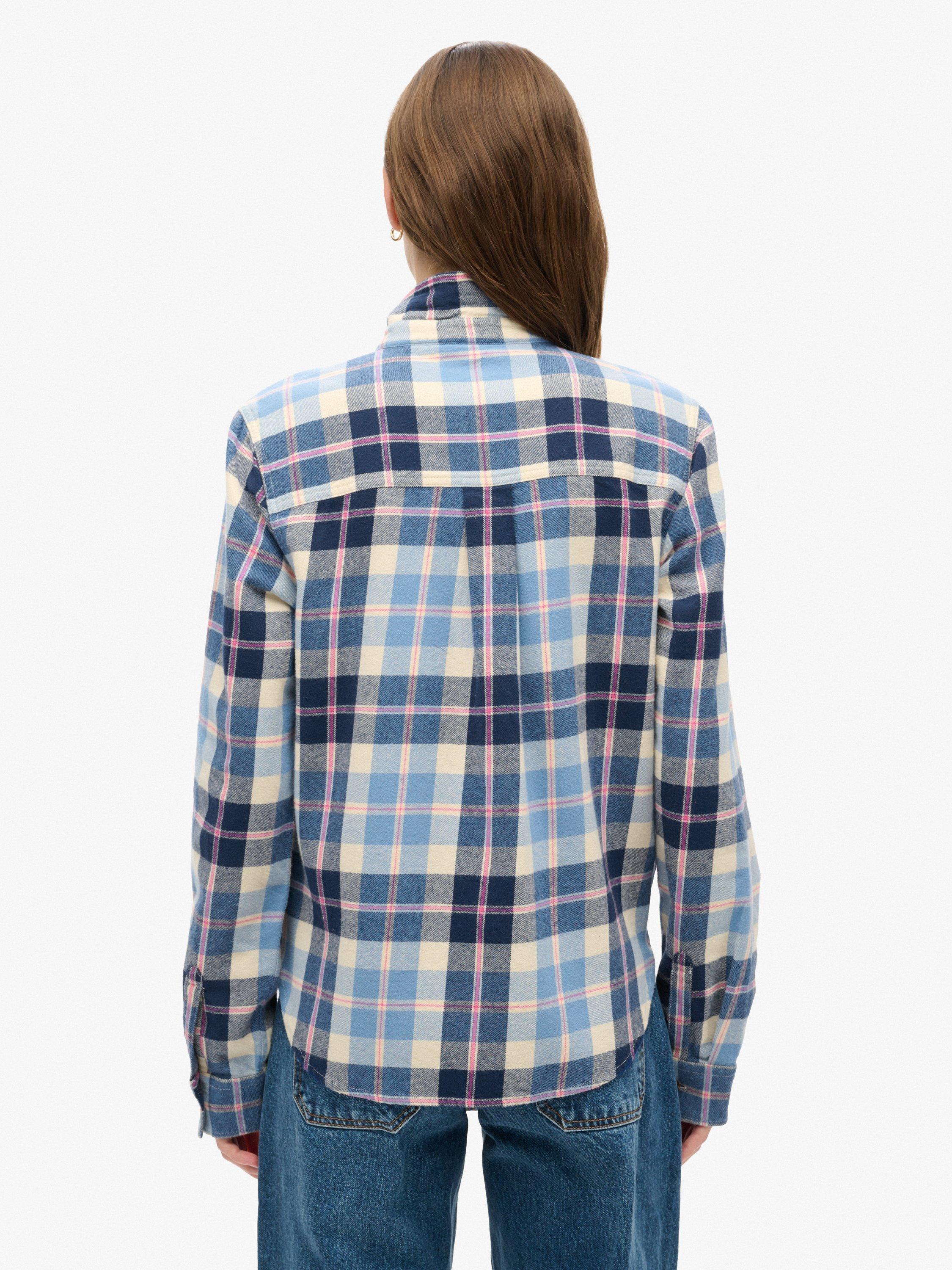 Product image 2 of 5, which shows Superdry Lumberjack Check Flannel Shirt, Classic Blue Check, 8