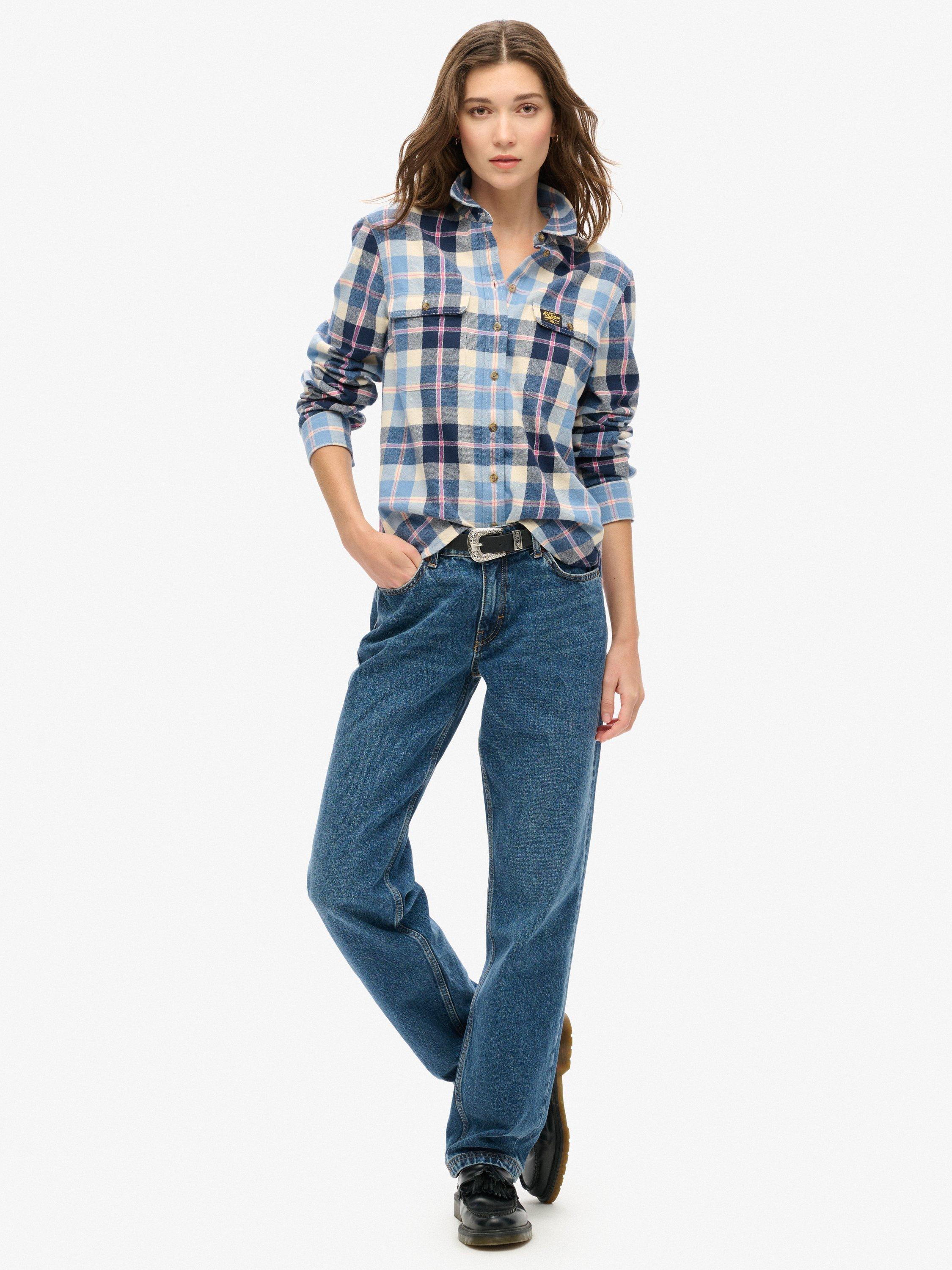 Product image 3 of 5, which shows Superdry Lumberjack Check Flannel Shirt, Classic Blue Check, 8