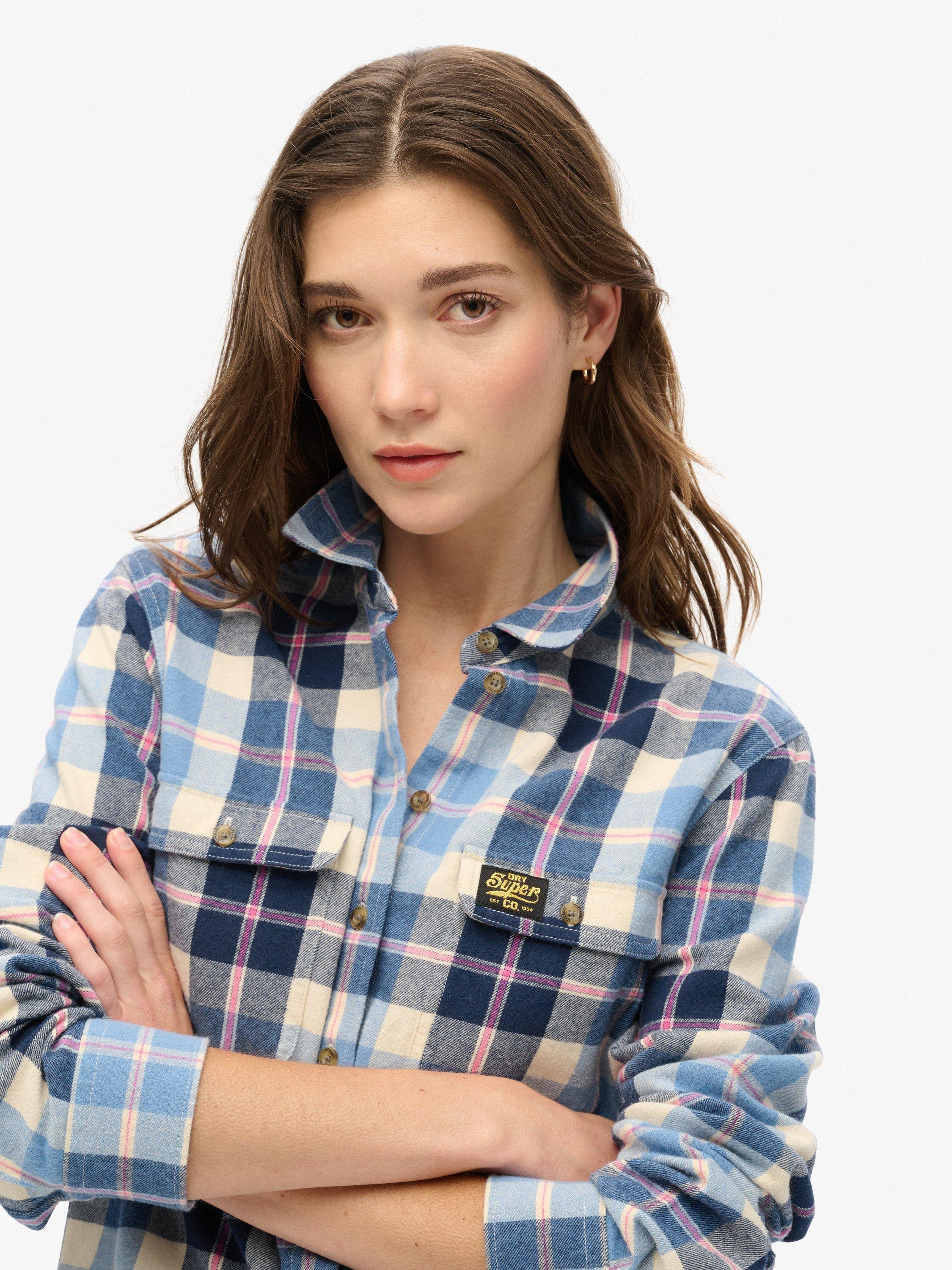 Product image 4 of 5, which shows Superdry Lumberjack Check Flannel Shirt, Classic Blue Check, 8