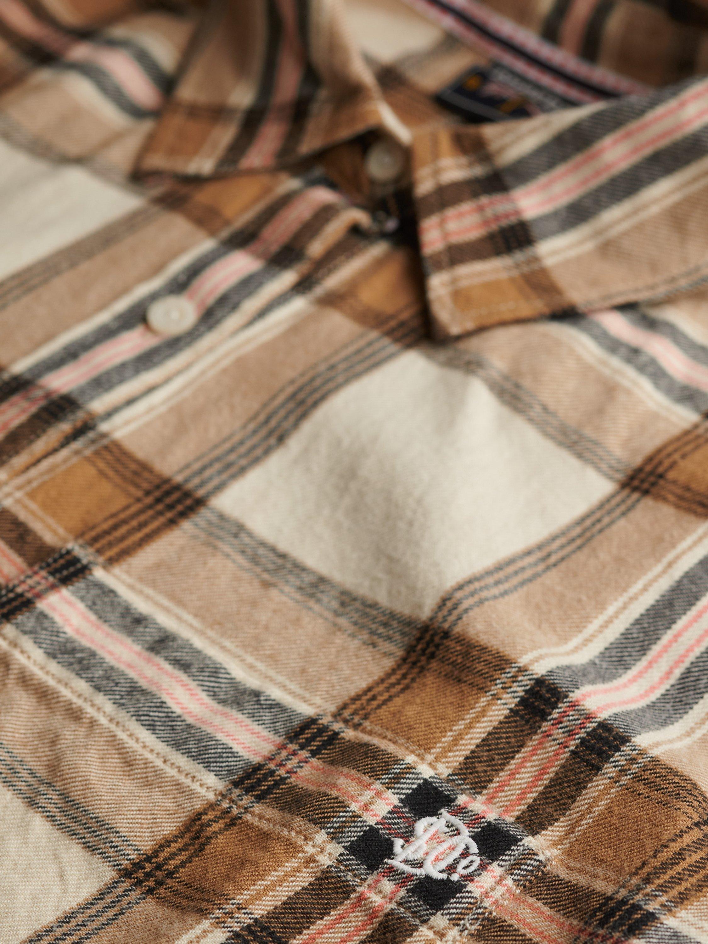 Product image 6 of 6, which shows Superdry Check Flannel Boyfriend Shirt, Beige/Cream, 6