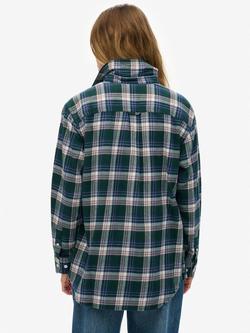 Superdry Check Flannel Boyfriend Shirt - view 2, Green/Multi