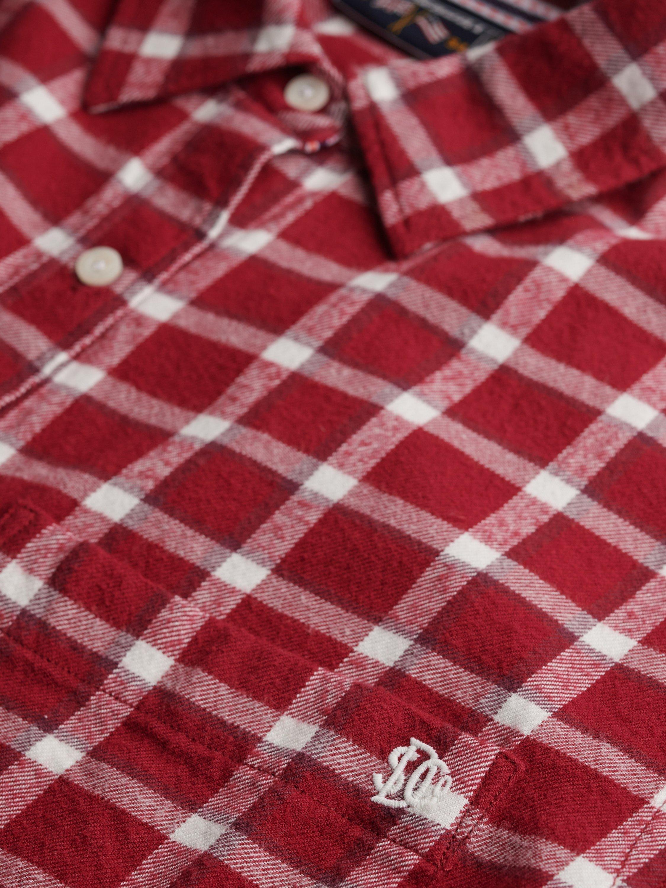 Product image 6 of 6, which shows Superdry Check Flannel Boyfriend Shirt, Burgundy, 6