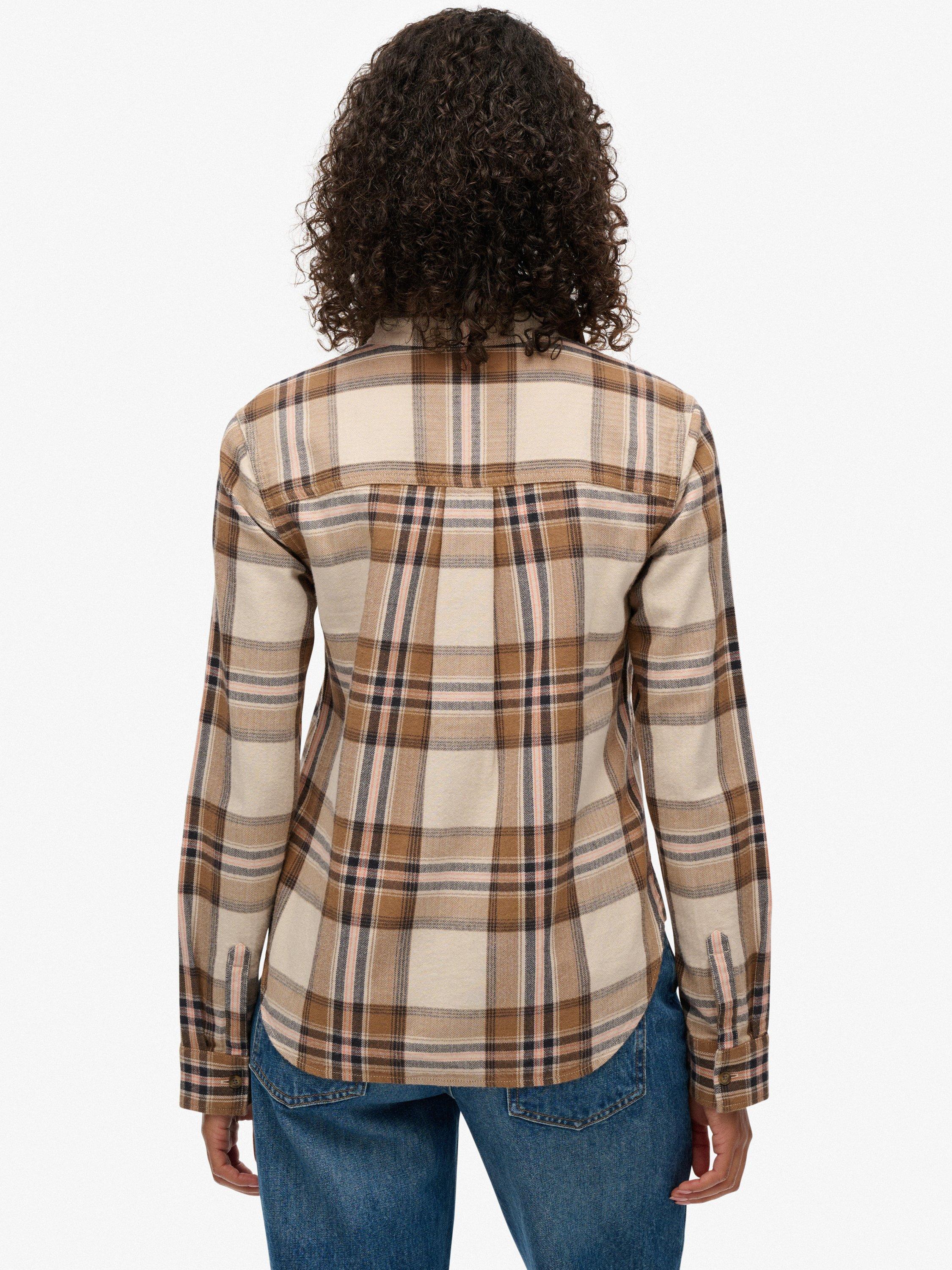 Product image 2 of 6, which shows Superdry Lumberjack Check Flannel Shirt, Beige/Cream, 12
