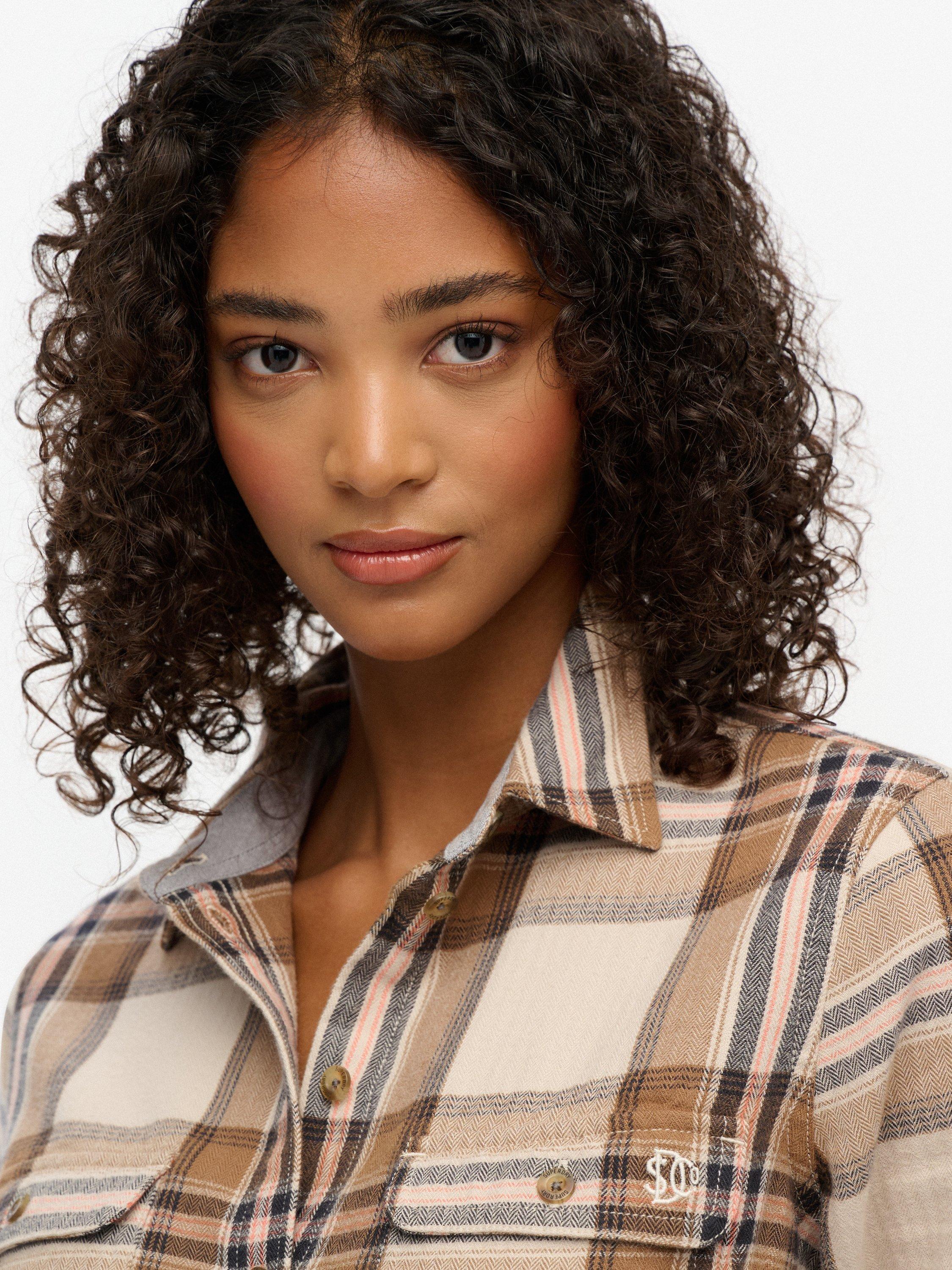 Product image 5 of 6, which shows Superdry Lumberjack Check Flannel Shirt, Beige/Cream, 12