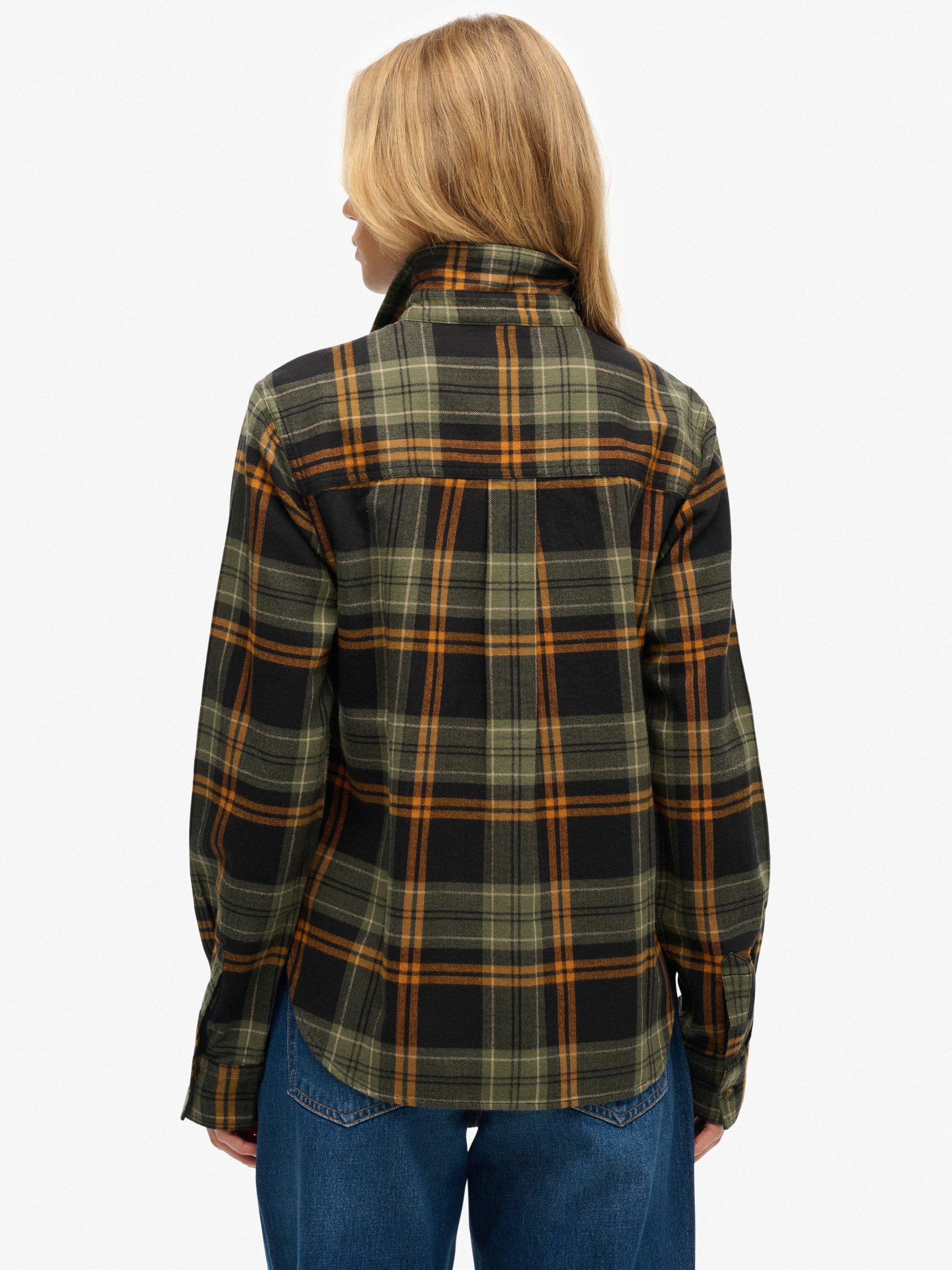 Product image 2 of 6, which shows Superdry Lumberjack Check Flannel Shirt, Black/Green, 6