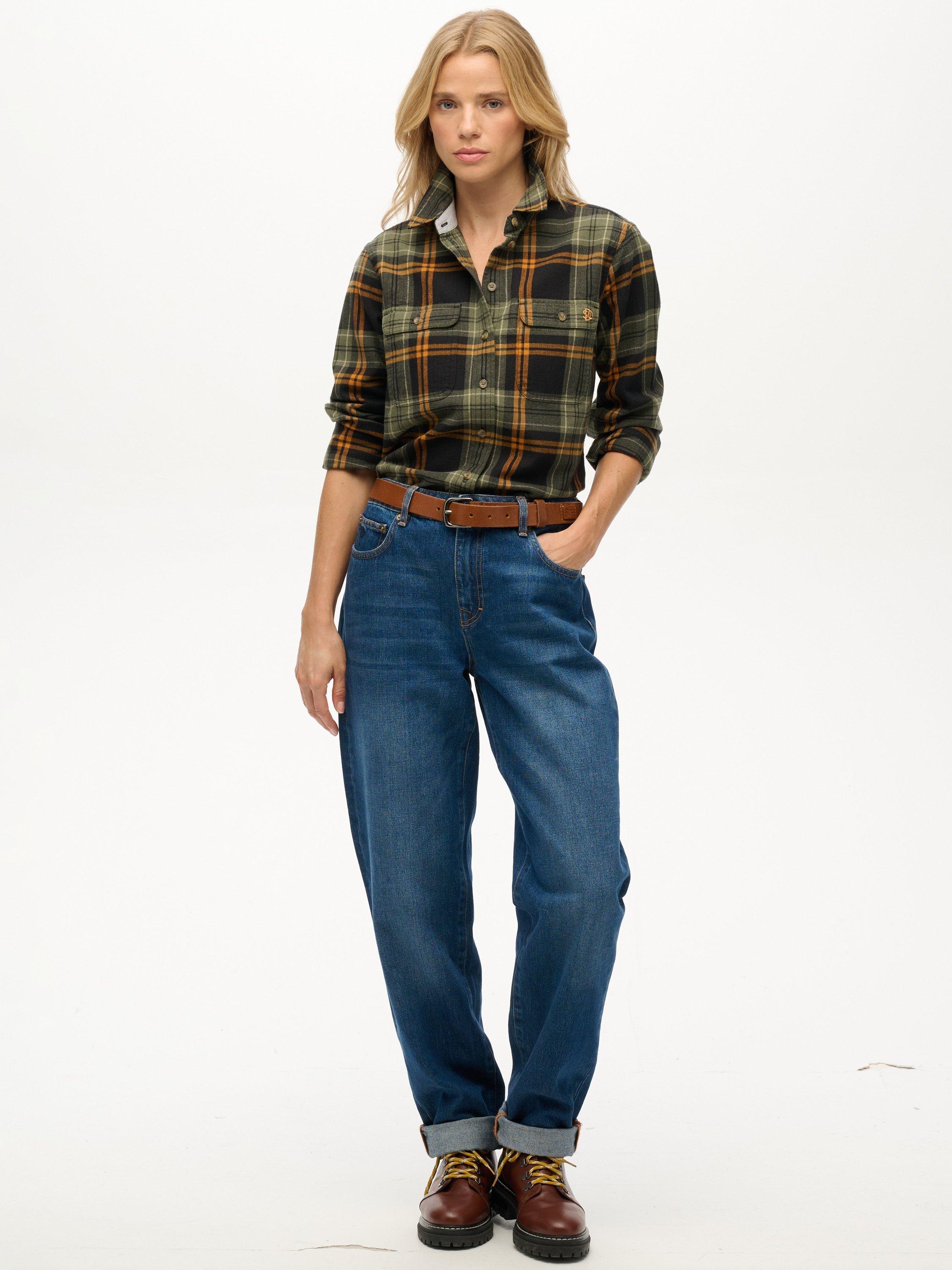 Product image 3 of 6, which shows Superdry Lumberjack Check Flannel Shirt, Black/Green, 6