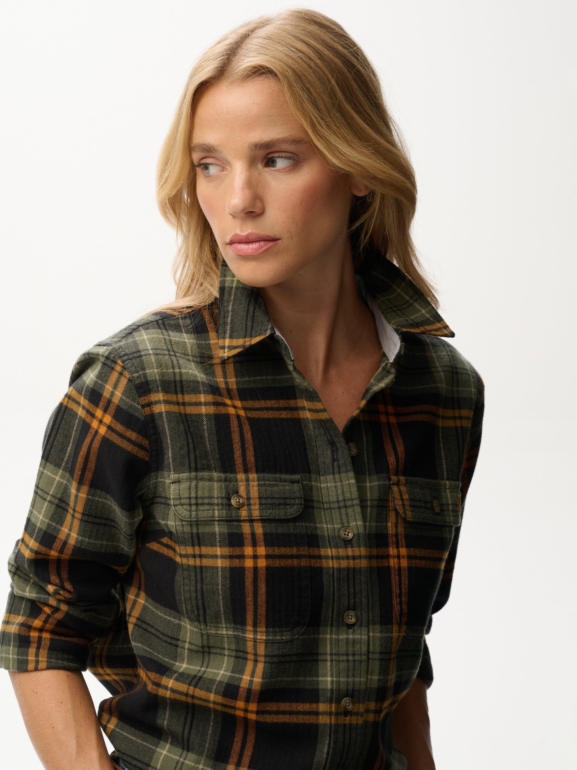 Product image 4 of 6, which shows Superdry Lumberjack Check Flannel Shirt, Black/Green, 6