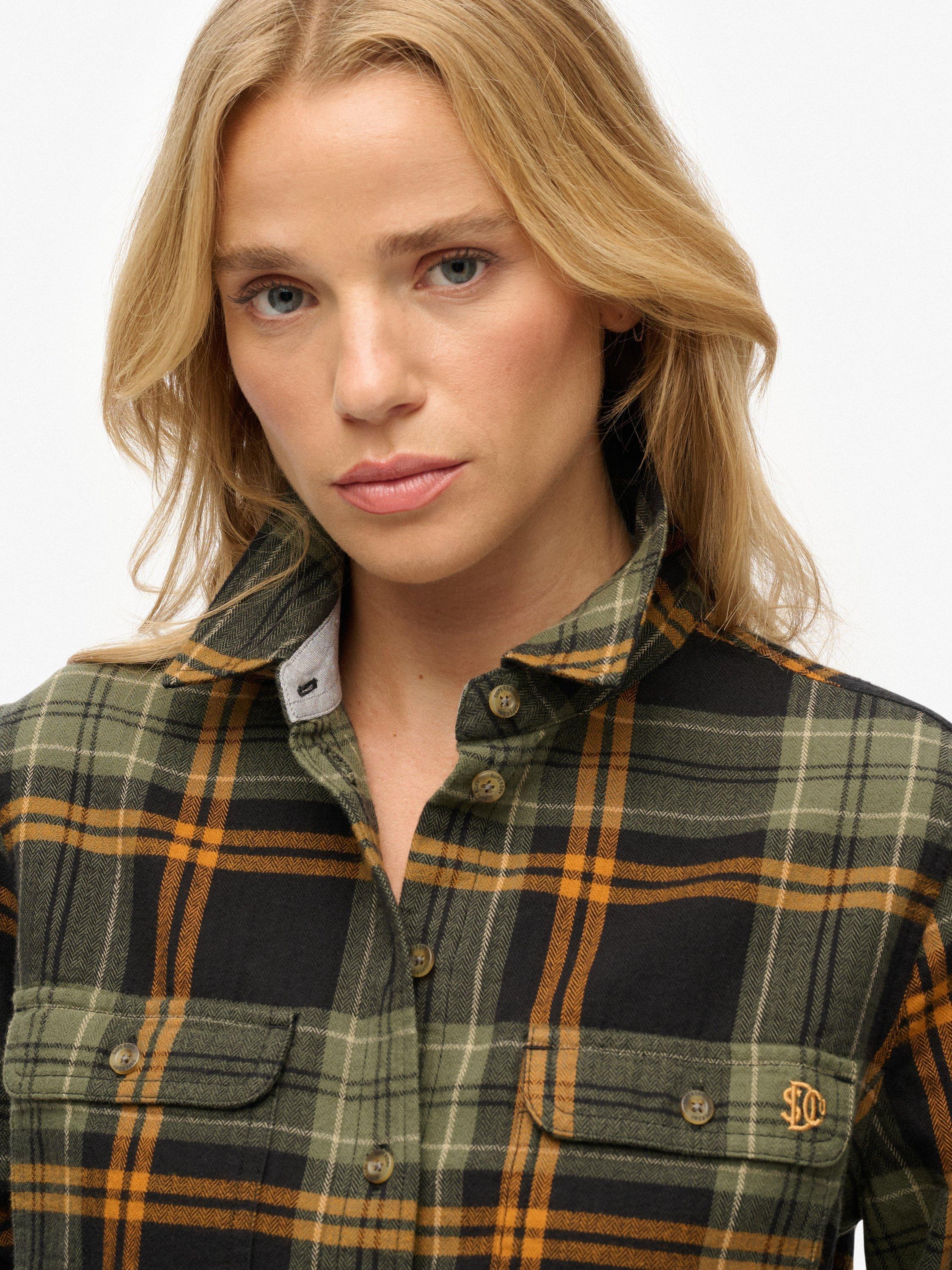 Product image 5 of 6, which shows Superdry Lumberjack Check Flannel Shirt, Black/Green, 6