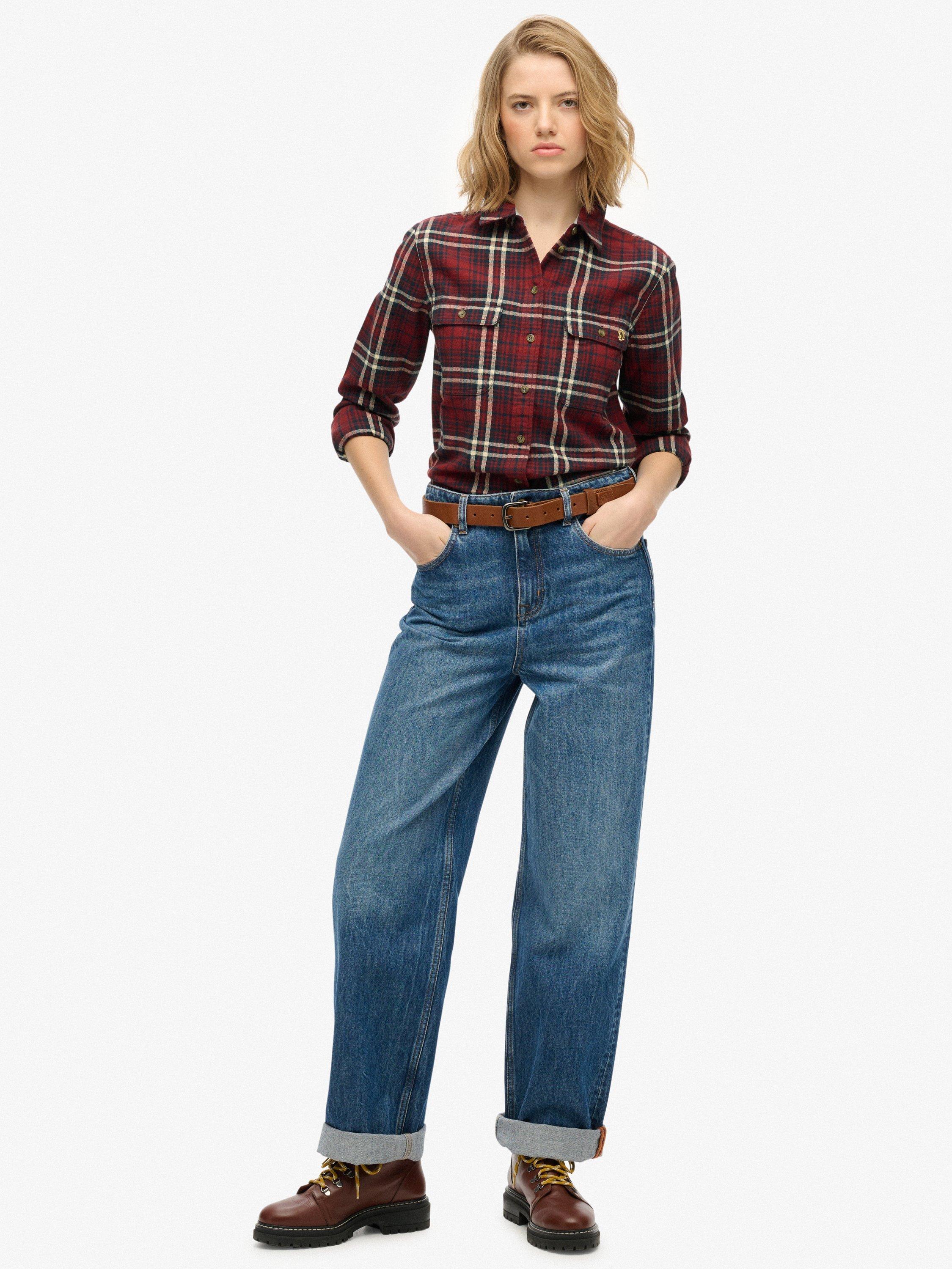 Product image 3 of 6, which shows Superdry Lumberjack Check Flannel Shirt, Frontier Red, 6