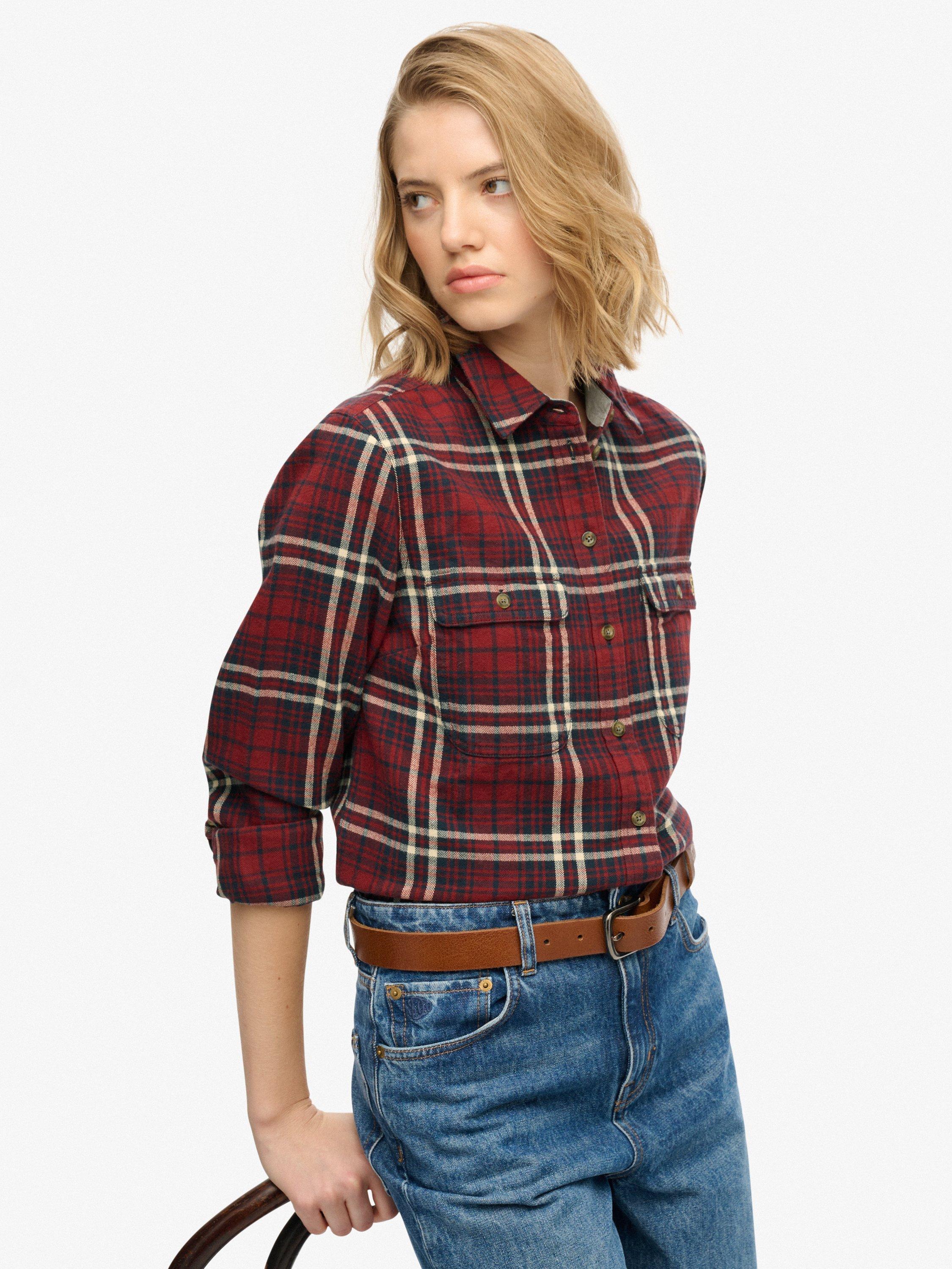 Product image 4 of 6, which shows Superdry Lumberjack Check Flannel Shirt, Frontier Red, 6
