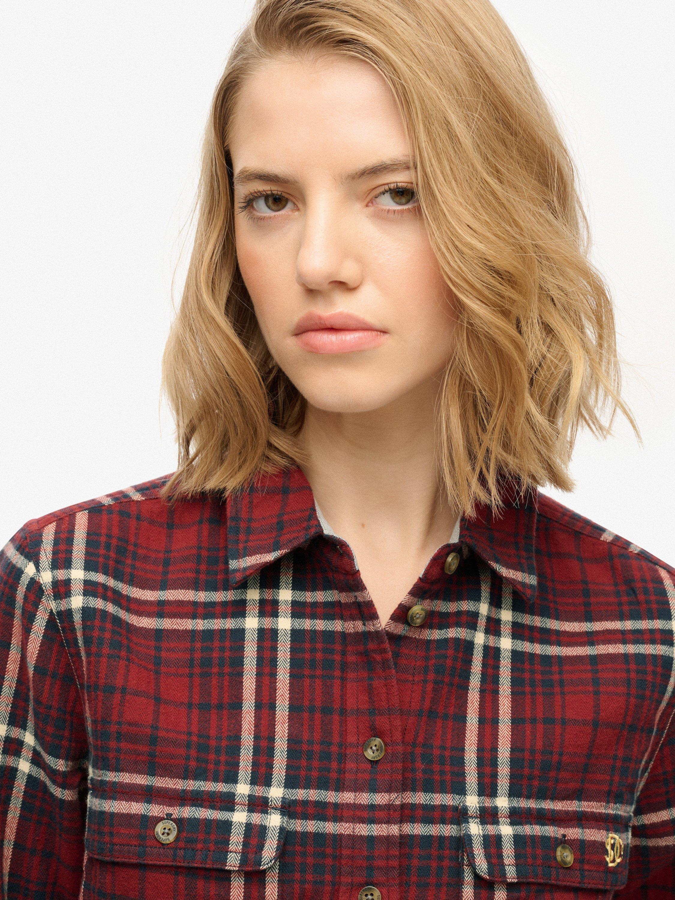 Product image 5 of 6, which shows Superdry Lumberjack Check Flannel Shirt, Frontier Red, 6