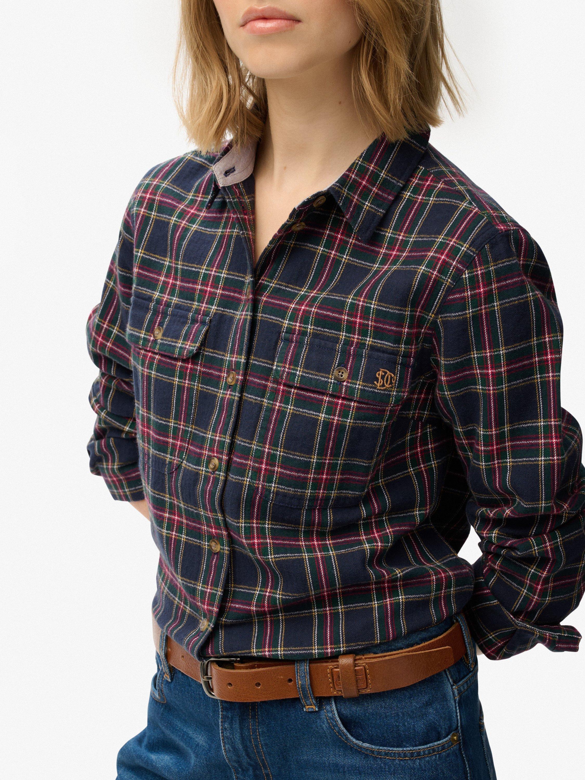 Product image 4 of 6, which shows Superdry Lumberjack Check Flannel Shirt, Navy/Yellow, 6