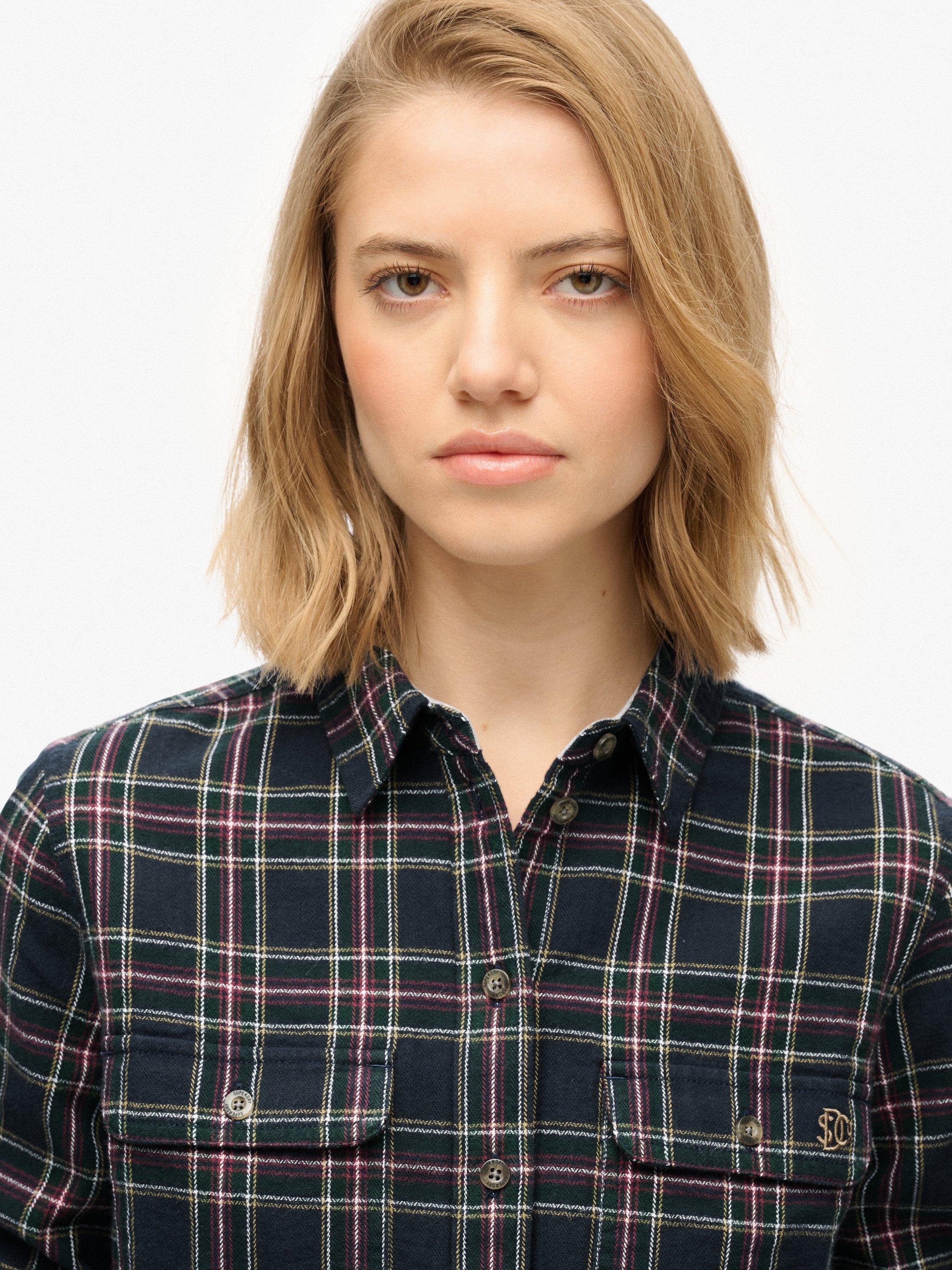 Product image 5 of 6, which shows Superdry Lumberjack Check Flannel Shirt, Navy/Yellow, 6