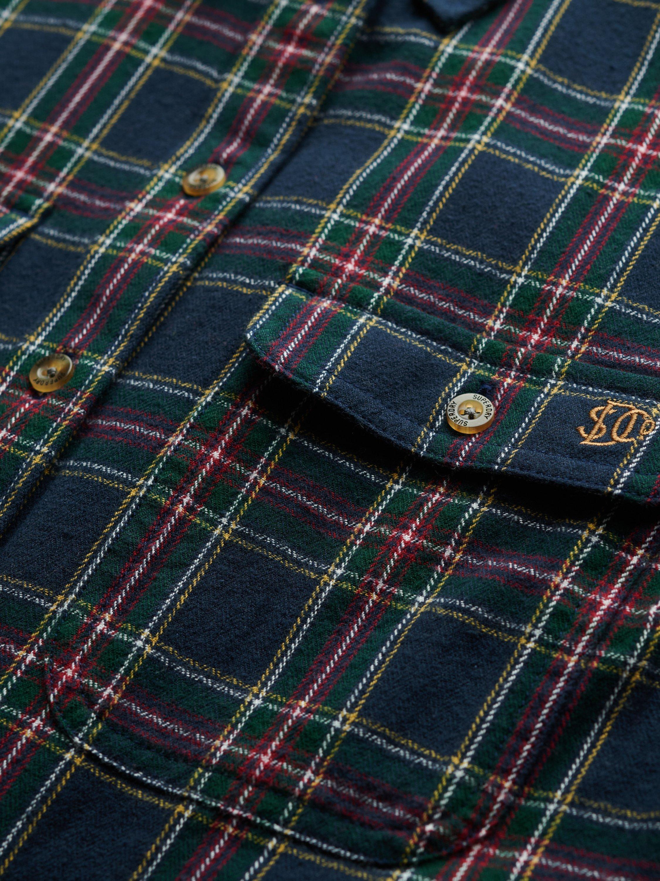 Product image 6 of 6, which shows Superdry Lumberjack Check Flannel Shirt, Navy/Yellow, 6