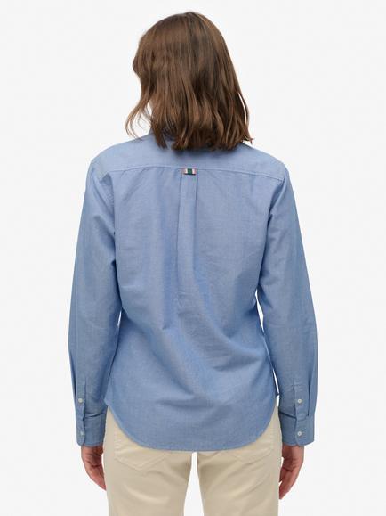 Superdry Slim Oxford Button Down Long Sleeve Shirt, Blue Chambray Oxford - view 2, Blue Chambray Oxford