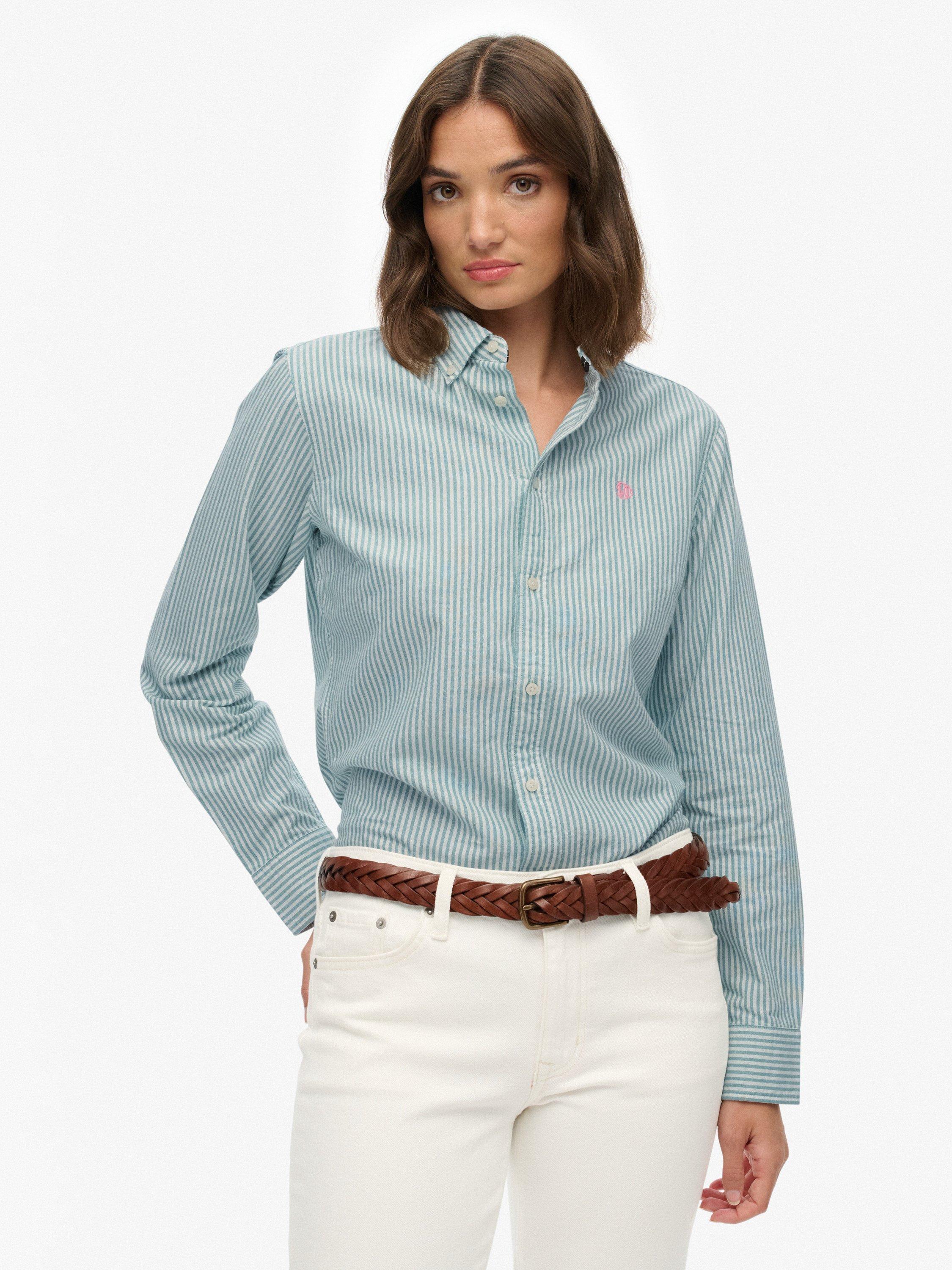 Product image 1 of 6, which shows Superdry Slim Oxford Button Down Long Sleeve Shirt, Peppermint, 6