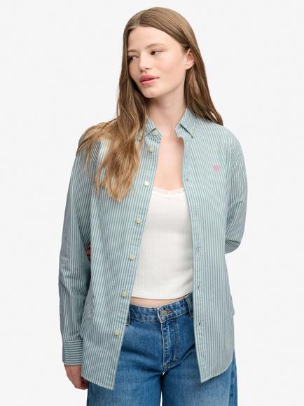 Superdry Stripe Slim Oxford Long Sleeve Shirt, Peppermint
