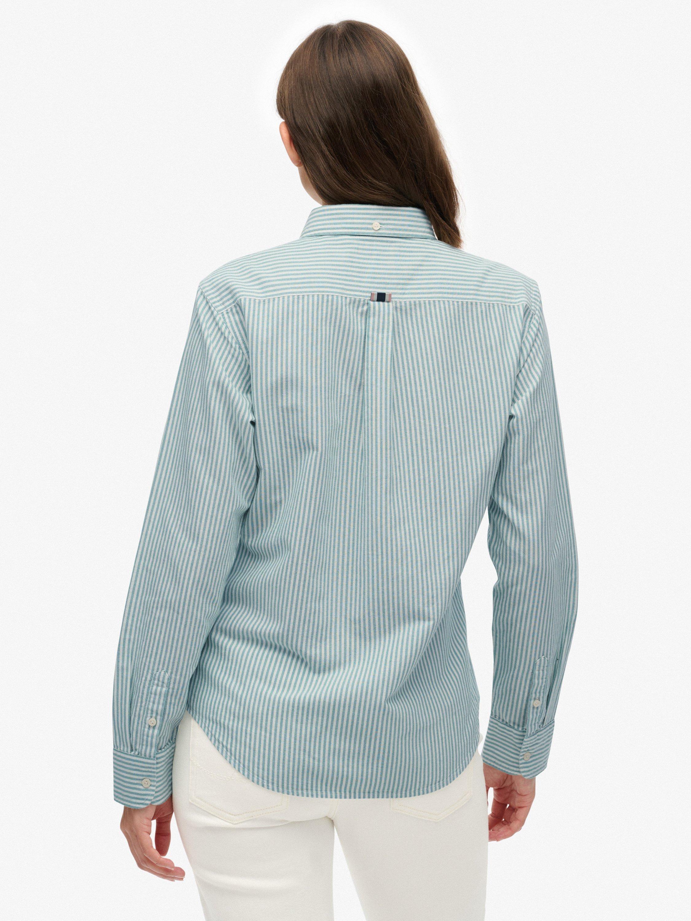 Product image 2 of 6, which shows Superdry Slim Oxford Button Down Long Sleeve Shirt, Peppermint, 6
