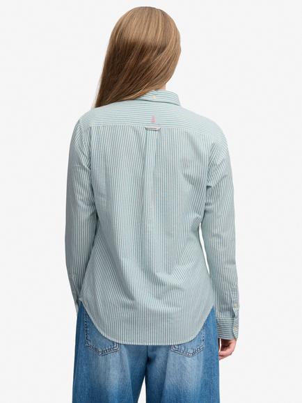 Superdry Stripe Slim Oxford Long Sleeve Shirt - view 2, Peppermint