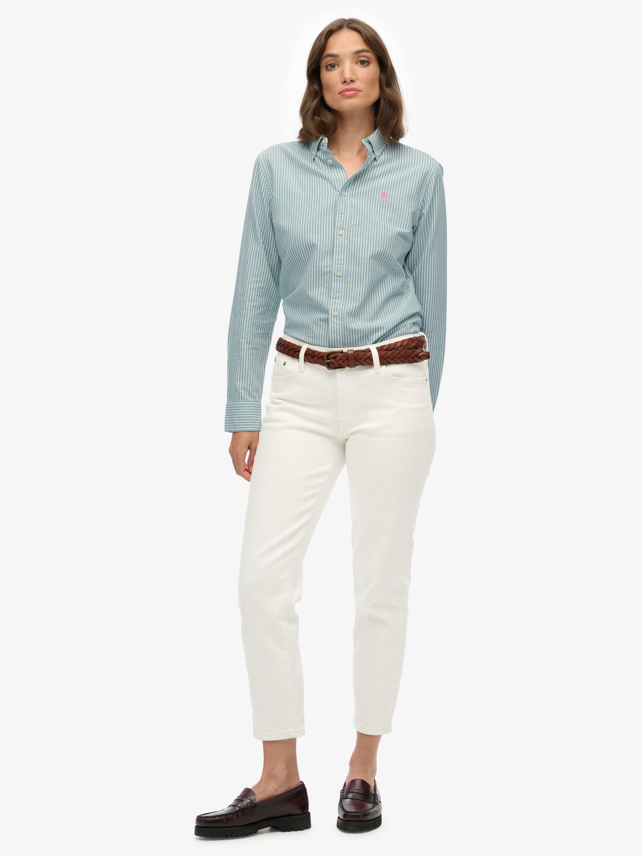 Product image 3 of 6, which shows Superdry Slim Oxford Button Down Long Sleeve Shirt, Peppermint, 6