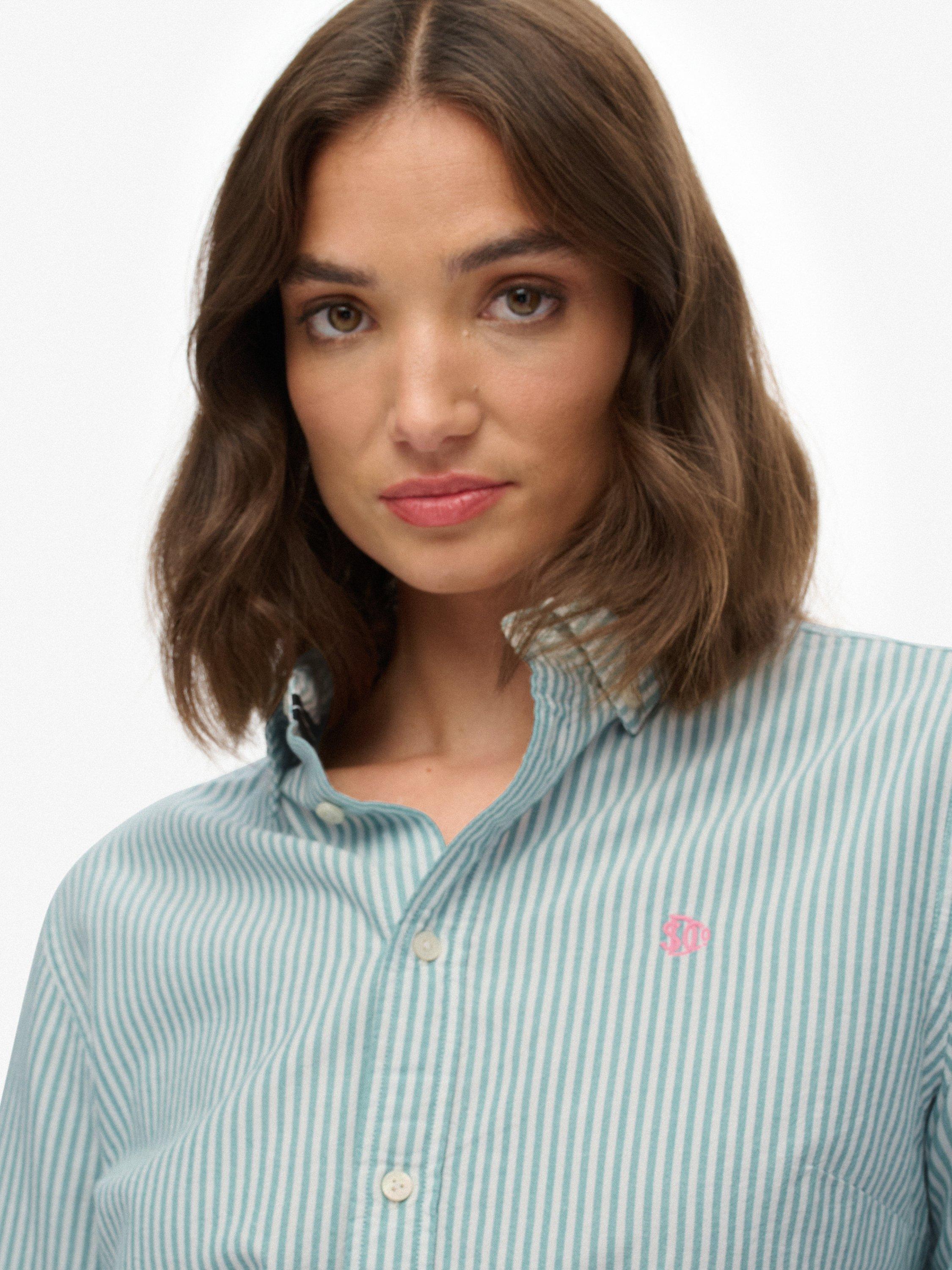 Product image 5 of 6, which shows Superdry Slim Oxford Button Down Long Sleeve Shirt, Peppermint, 6
