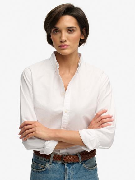 Superdry Slim Oxford Button Down Long Sleeve Shirt, White
