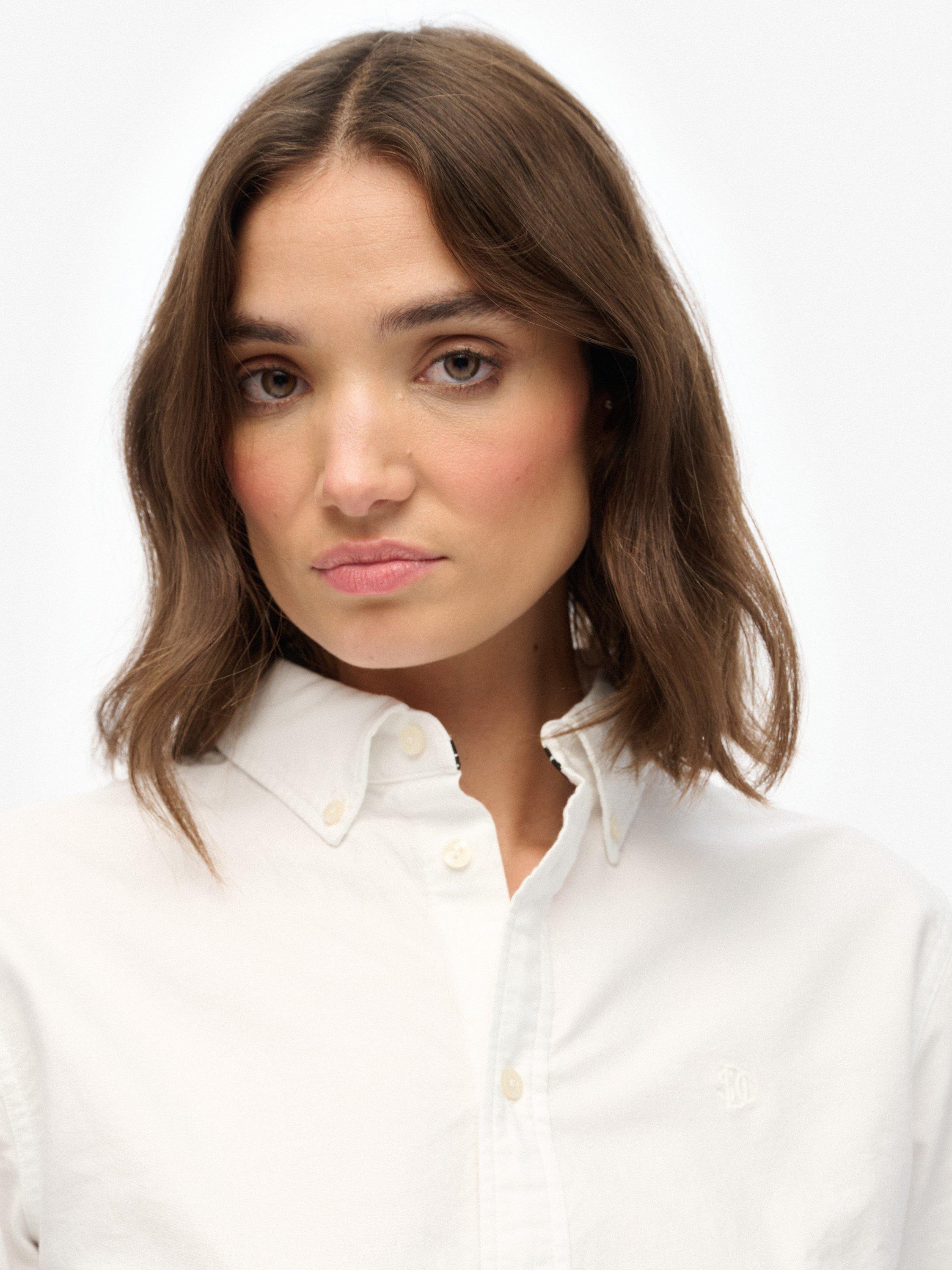 Product image 5 of 5, which shows Superdry Slim Oxford Button Down Long Sleeve Shirt, White, 8