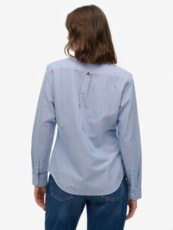 Superdry Slim Oxford Button Down Long Sleeve Shirt, Blue/Pink - view 2, Blue/Pink
