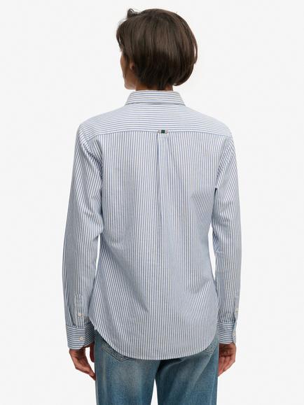 Superdry Slim Oxford Button Down Long Sleeve Shirt, Blue/White - view 2, Blue/White
