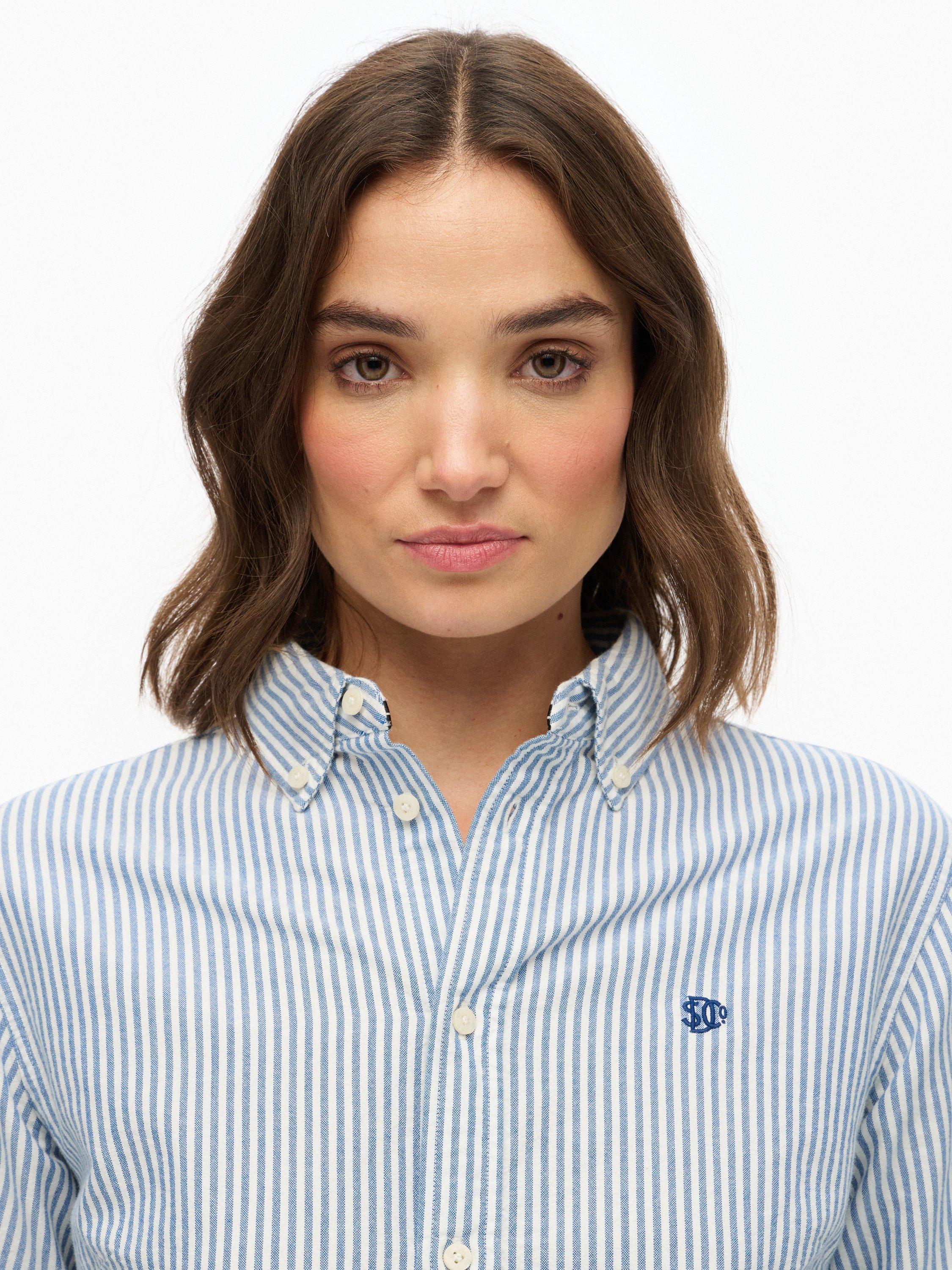 Product image 5 of 5, which shows Superdry Slim Oxford Button Down Long Sleeve Shirt, Blue/White, 8