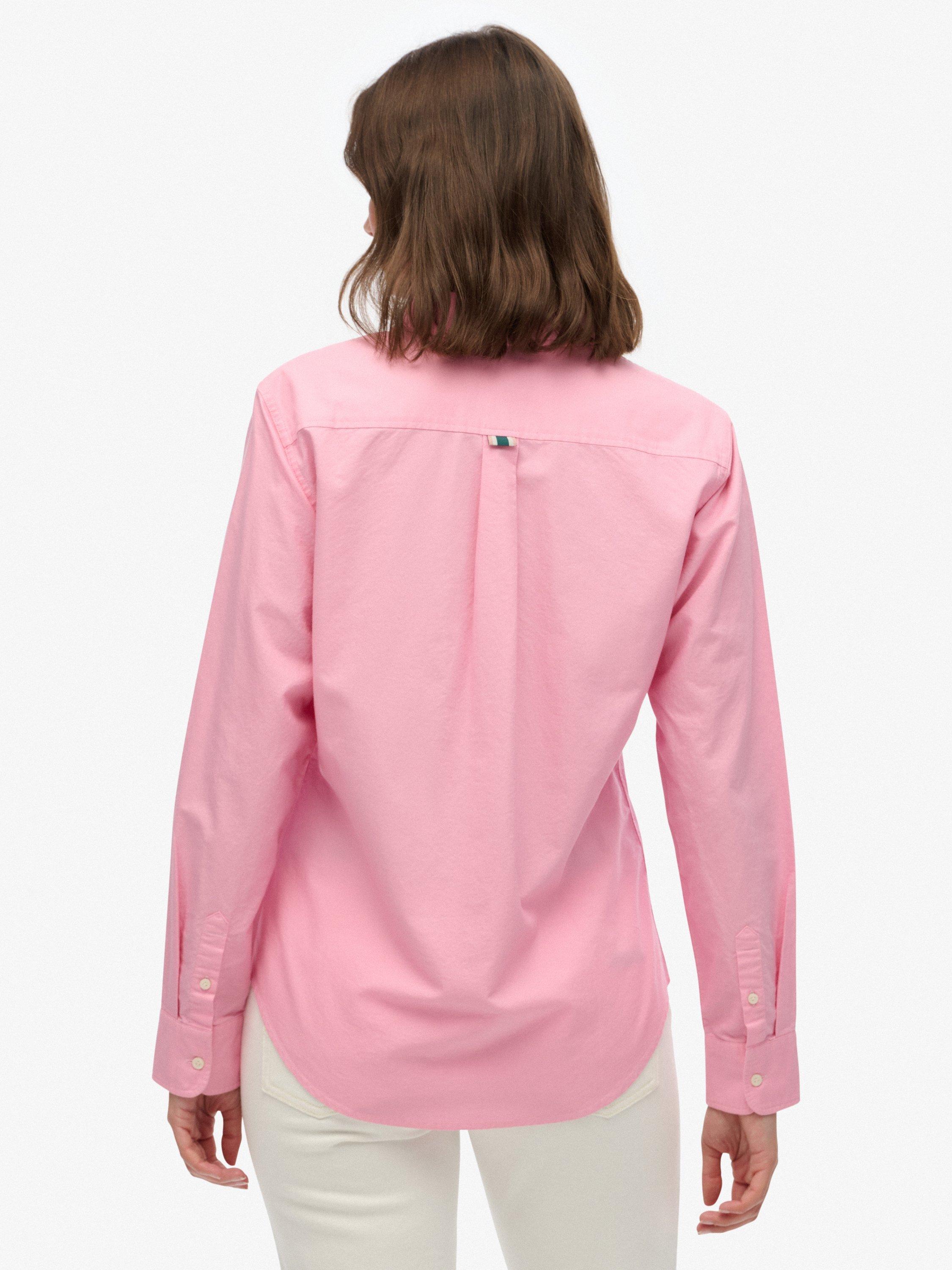 Product image 2 of 5, which shows Superdry Slim Oxford Button Down Long Sleeve Shirt, Pink, 8