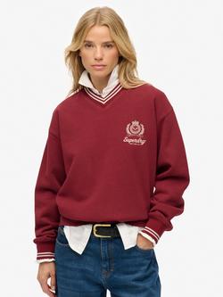 Superdry Country Club V-Neck Sweatshirt, Stanton Red