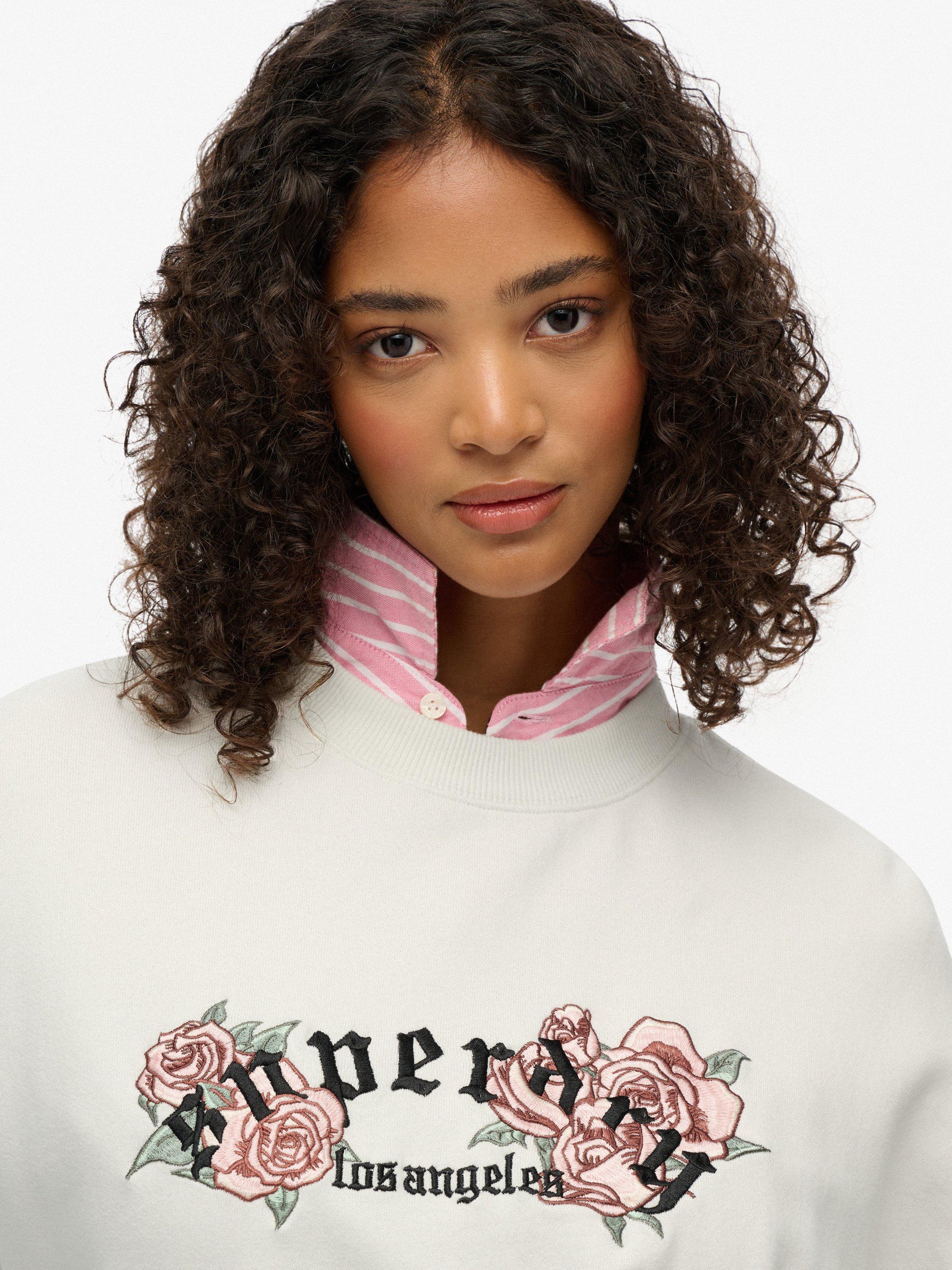 Product image 5 of 6, which shows Superdry Night Garden Oversized Crew Sweatshirt, White, 6