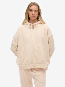 Superdry Country Club Velour Zip Hoodie, Pink, Pink