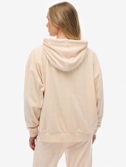 Superdry Country Club Velour Zip Hoodie, Pink - view 2, Pink