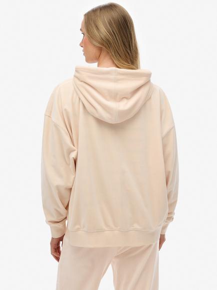 Superdry Country Club Velour Zip Hoodie, Pink - view 2, Pink