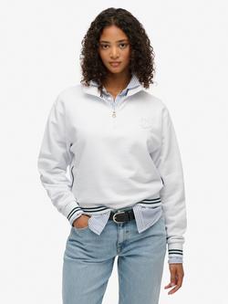 Superdry Country Club Embossed 1/2 Zip Jumper, White, White