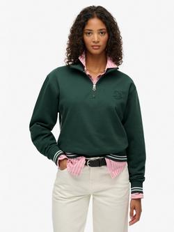 Superdry Country Club Embossed 1/2 Zip Jumper, Enamel Green, Enamel Green