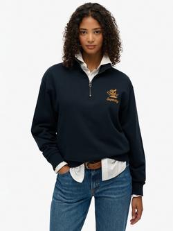 Superdry Country Club Crest 1/2 Zip Sweatshirt, Eclipse Navy, Eclipse Navy